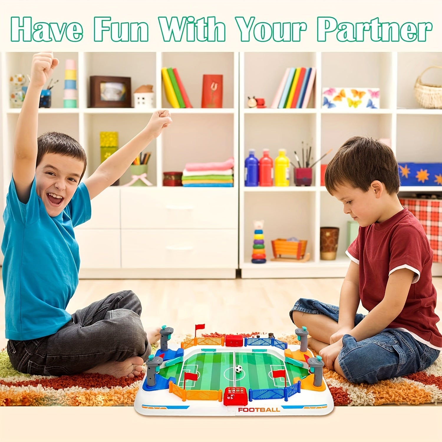 [2-in-1 Interactive Football Game] 1pc Interactive Table Football Game for Youngsters