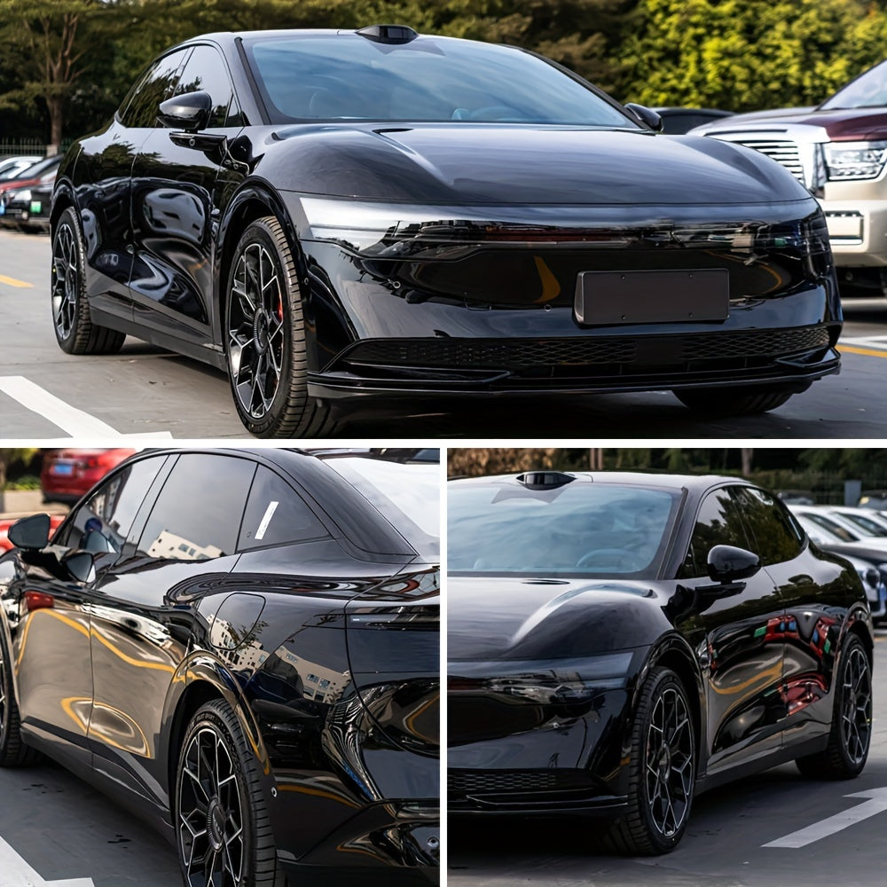 High Gloss Black Vinyl Car Wrap Roll with Free Squeegee, 19.69x78.74 inch PVC Film for Engine Hood & Motorcycle Paint Protection, Scratch-Resistant Automotive Vinyl Wrap for Various Models