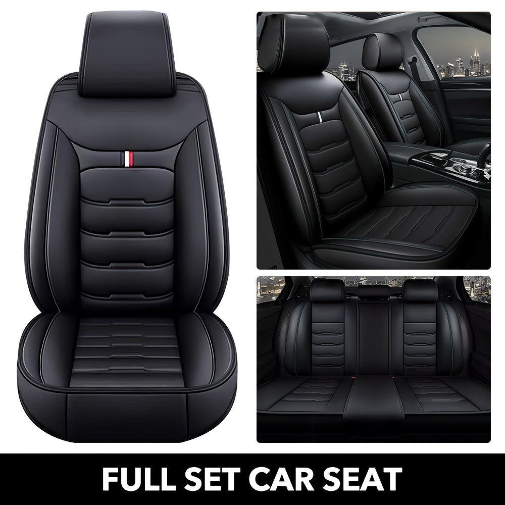 5-Seat Full Set PU Leather Car Seat Covers - Premium Comfort, Full Surround Protection