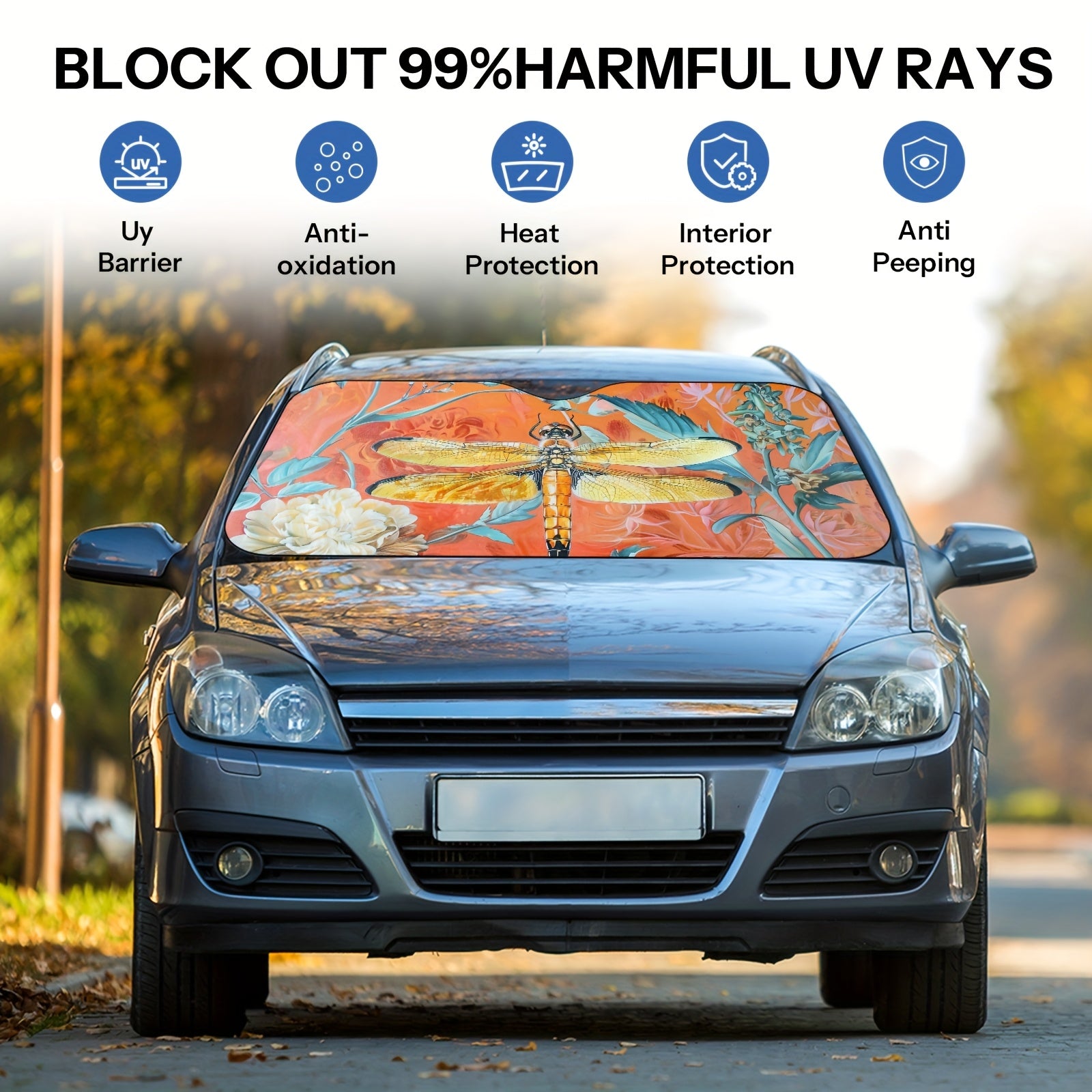 Sun Protection, 1pc Butterfly-Themed Windshield Sunshade for Cars, Foldable, Easy to Install, Universal, UV Protection And Heat Dissipation, Automotive-Interior Accessories, A Gift for My Father