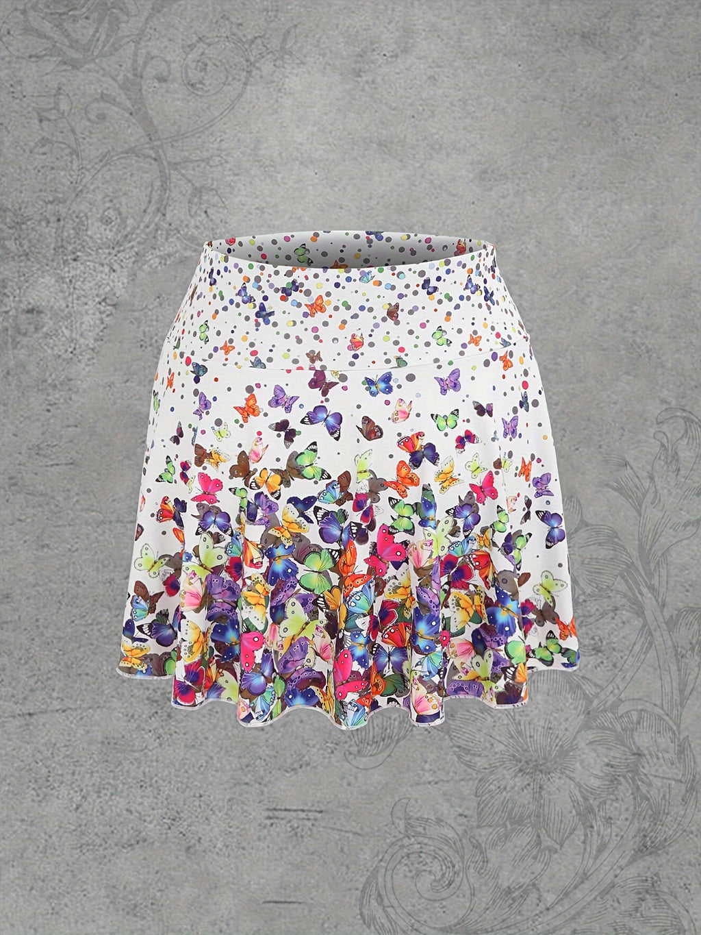 Womens Quick-drying Butterfly Print Skorts - Stylish Sports Wear for Tennis, Running & Golf - Comfortable, Moisture-wicking, with Pockets & Built-in Shorts