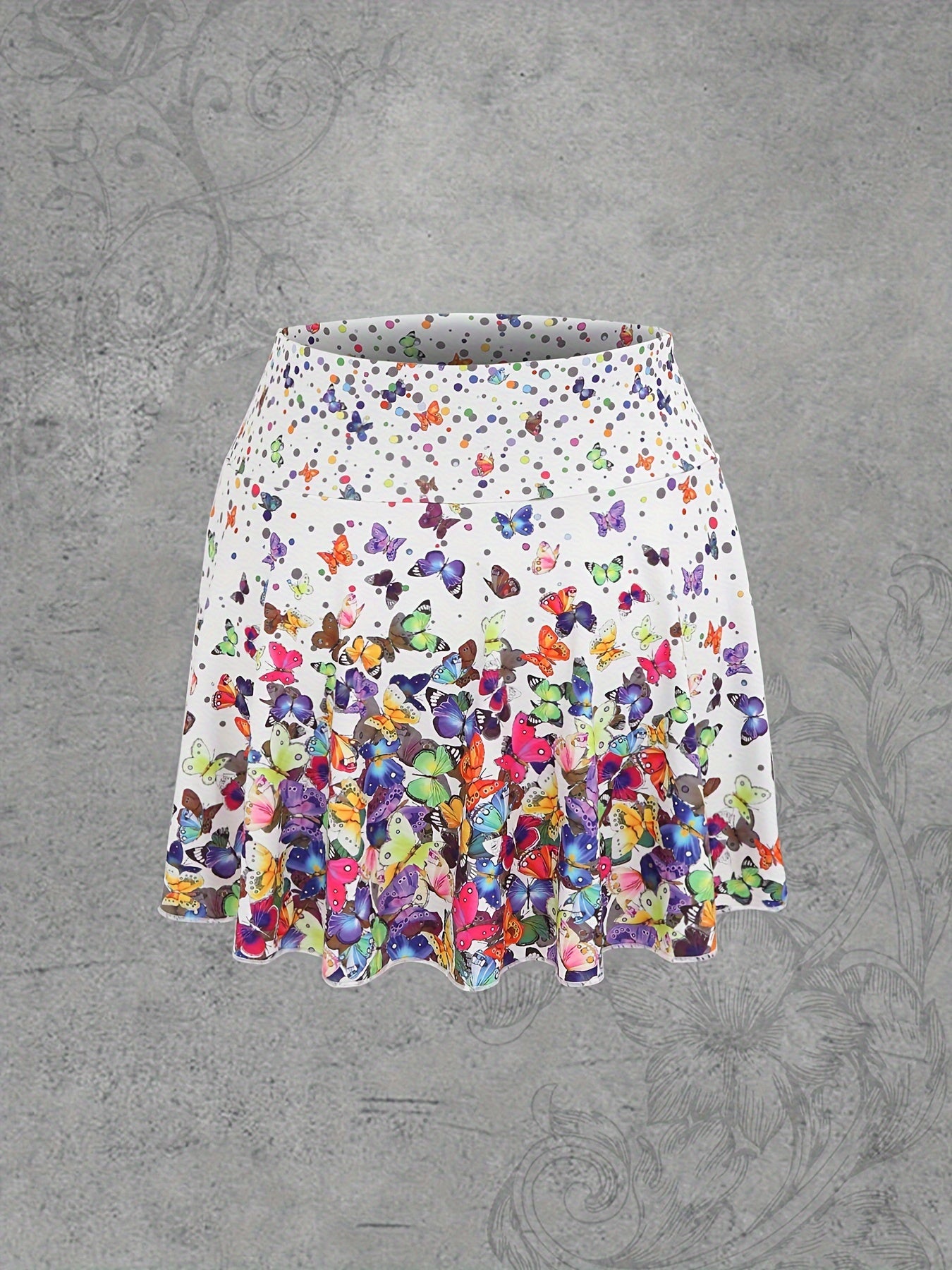 Womens Quick-drying Butterfly Print Skorts - Stylish Sports Wear for Tennis, Running & Golf - Comfortable, Moisture-wicking, with Pockets & Built-in Shorts