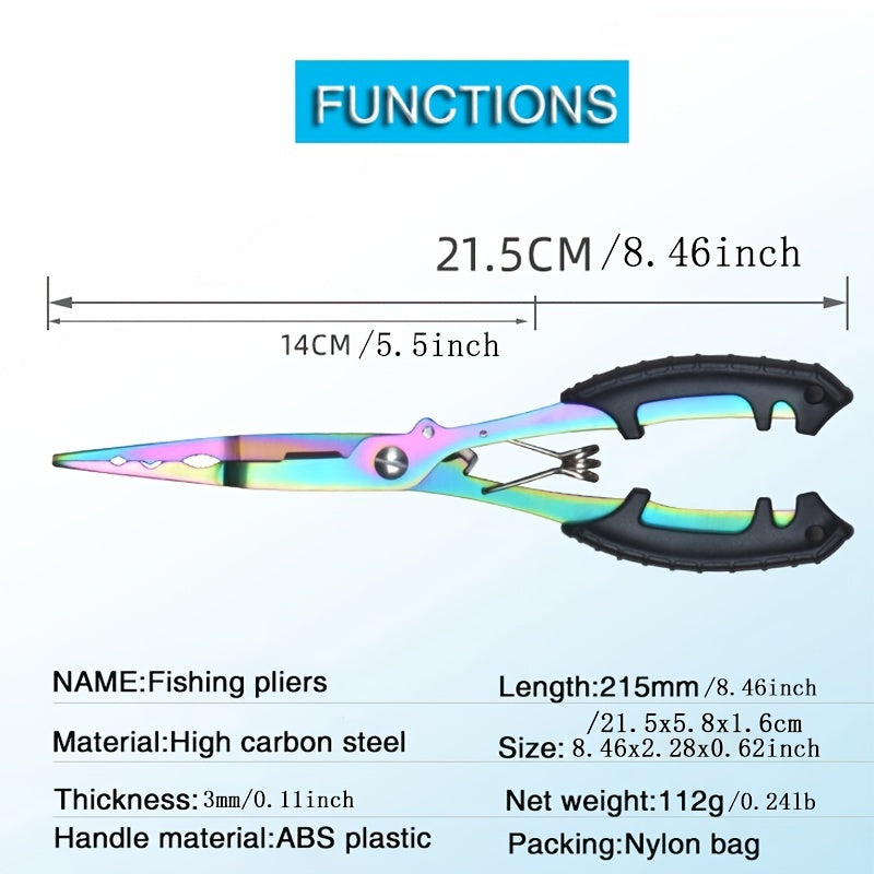 Saltwater Resistant Fishing Pliers with Split Ring Hook Removers, Lanyard & Sheath - Essential Fishing Gear Accessories for Easy Tackle Management