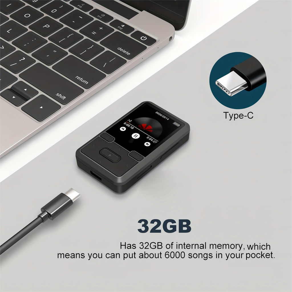32GB Mini Portable MP3 Player - Exceptional High-Fidelity Sound, FM Radio, Voice Recorder, E-book