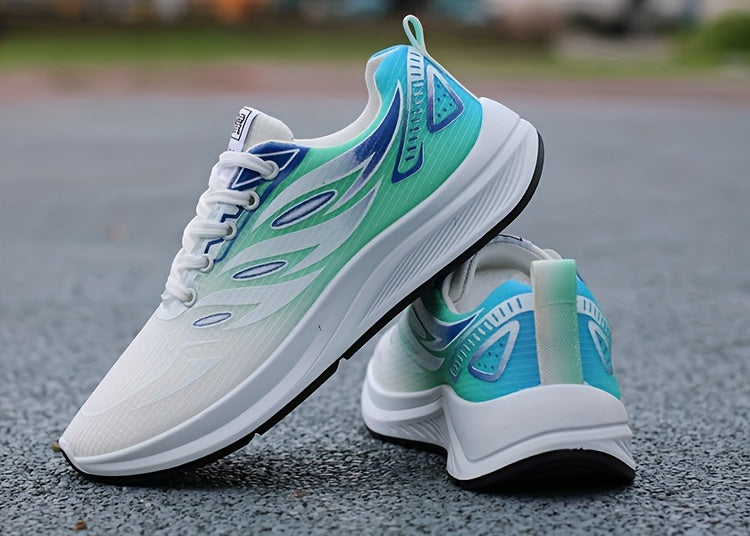 Men'S Fashion Sneakers - Breathable Mesh Upper, Non-Slip Rubber Sole, EVA Insole, Round Toe, Lace-Up Closure, Striped Pattern, Casual Sports Shoes for Spring, Summer, Fall