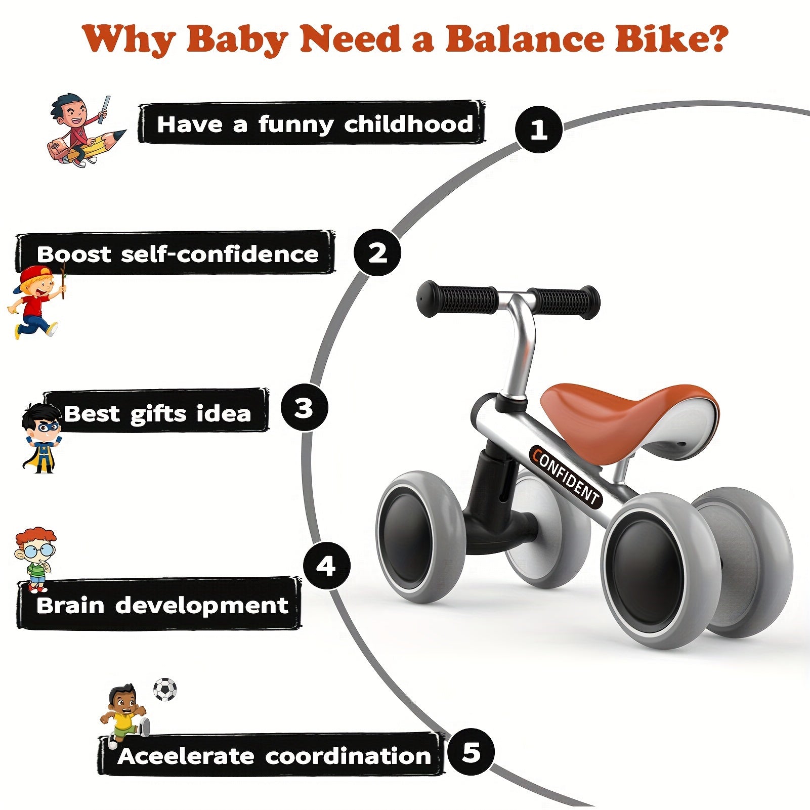 Baby Balance Bike for 1 Year Old Boys Girls, Riding Toys for Toddlers, No Pedal Bicycle, 12-36 Months Kids First Bike, Best Gift for Birthday, Christmas, Halloween