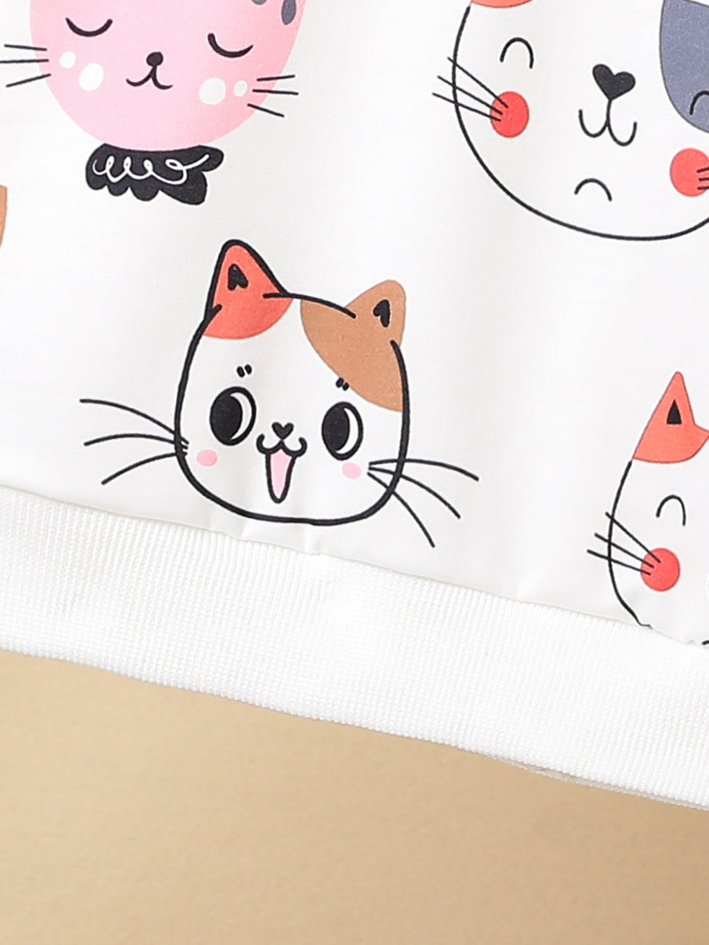 Girls' Cute Cat Print Sweatshirt - Pastel Pink with & Cat Design, Soft Round Neck Long Sleeve Top for Everyday & Special Occasions