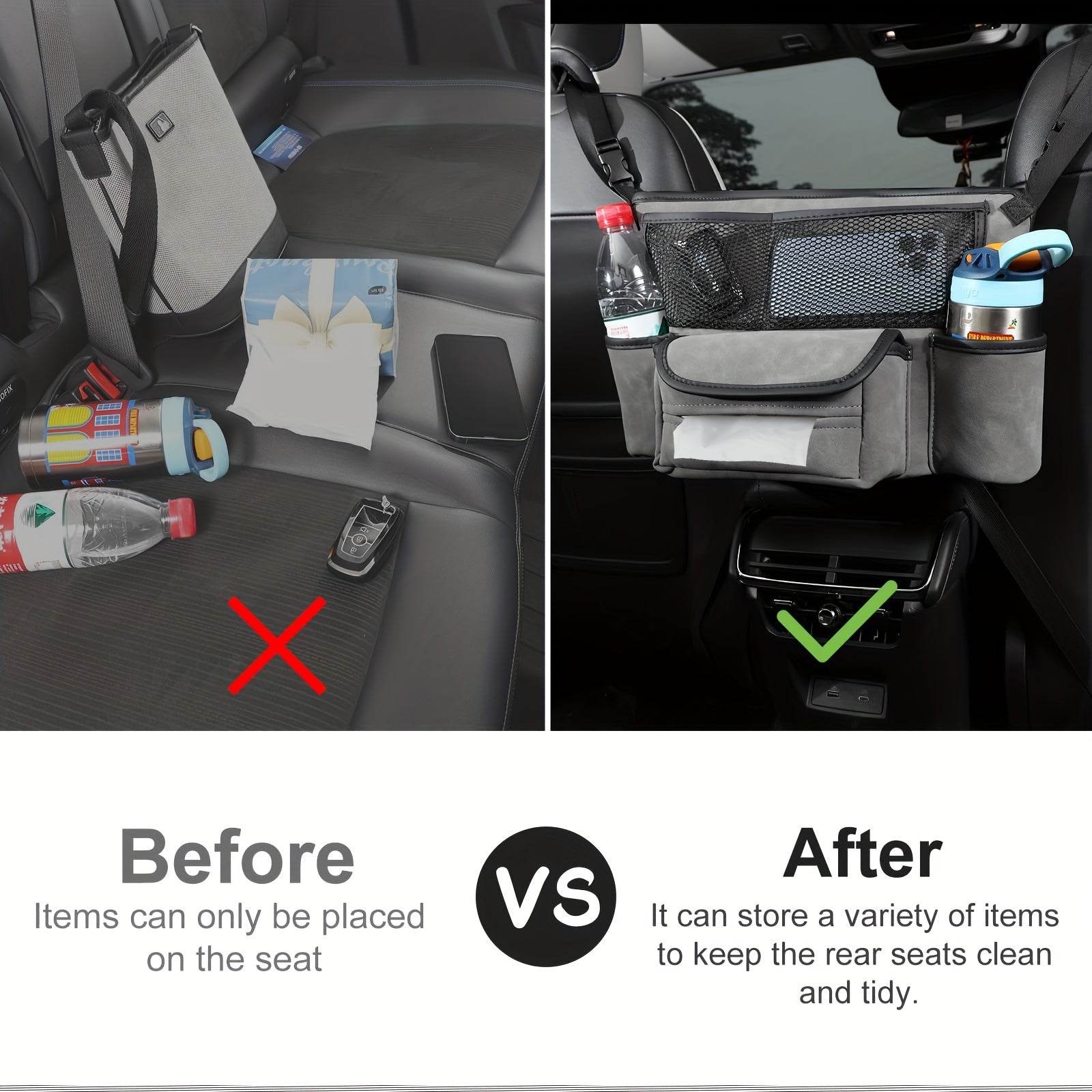 Car Handbag Holder Between Seats Suede Large Capacity Car Purse Holder Automotive Consoles & Organizers For Document Phone Storage Car Organizer