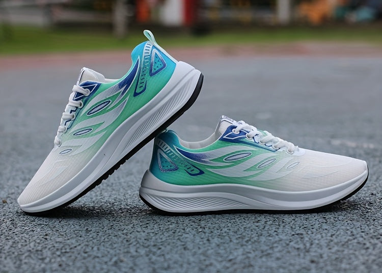 Men'S Fashion Sneakers - Breathable Mesh Upper, Non-Slip Rubber Sole, EVA Insole, Round Toe, Lace-Up Closure, Striped Pattern, Casual Sports Shoes for Spring, Summer, Fall