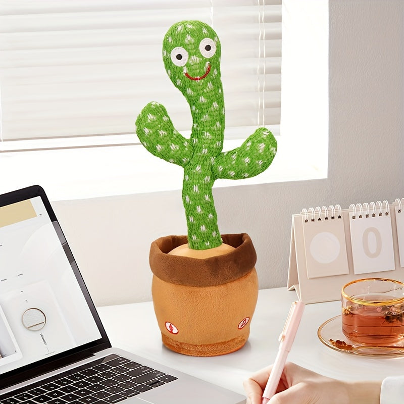 1pc Glowing Dancing Repeat What You Say Funny Tricky Dancing Toys Cactus Color Box Packaging Home Decoration Ornament for Halloween/Christmas/New Year/Birthday Gift (without Battery)