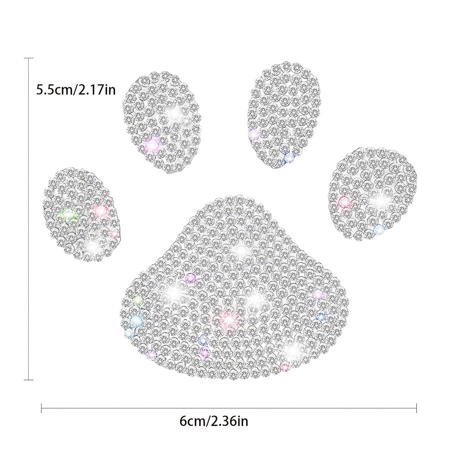 Sparkling Dog Paw Print Rhinestone Car Decal - Multicolor Glass Bling Sticker for Vehicle Interior, Fits Various Models, Cute Car Accessories