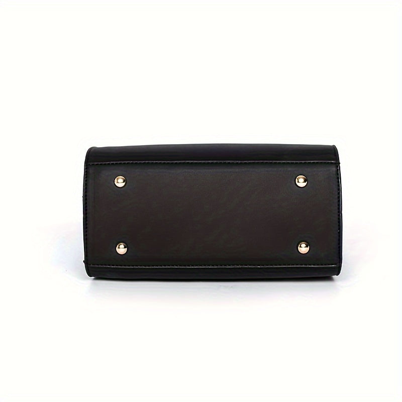 Elegant Lightweight Faux Leather Handbag - Women's Solid Color Shoulder Bag