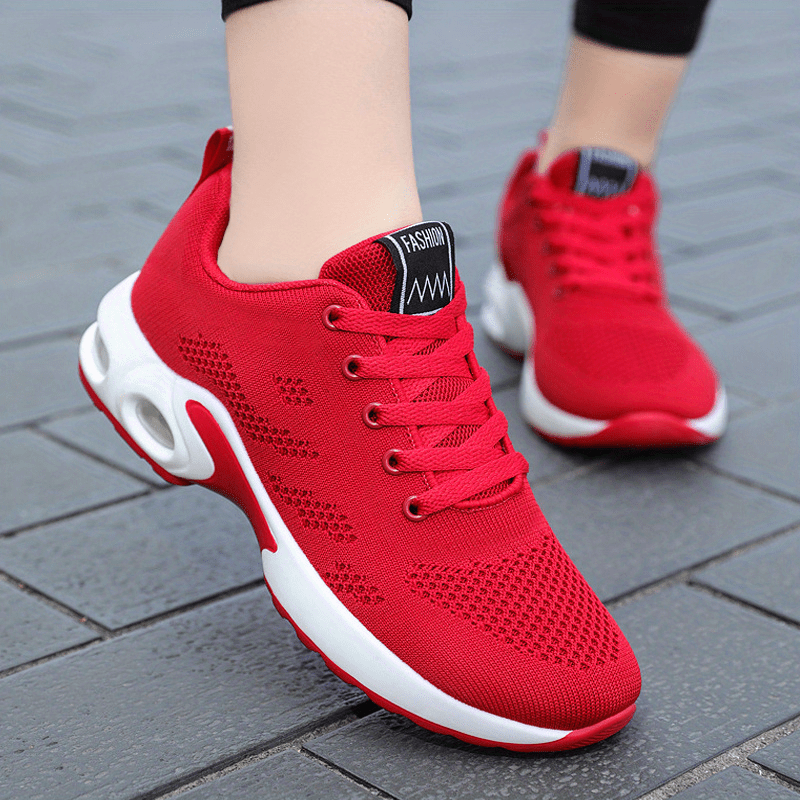 Lightweight Mesh Lace Up Women's Fashion Sneakers, Air Cushion Running Sports Shoes