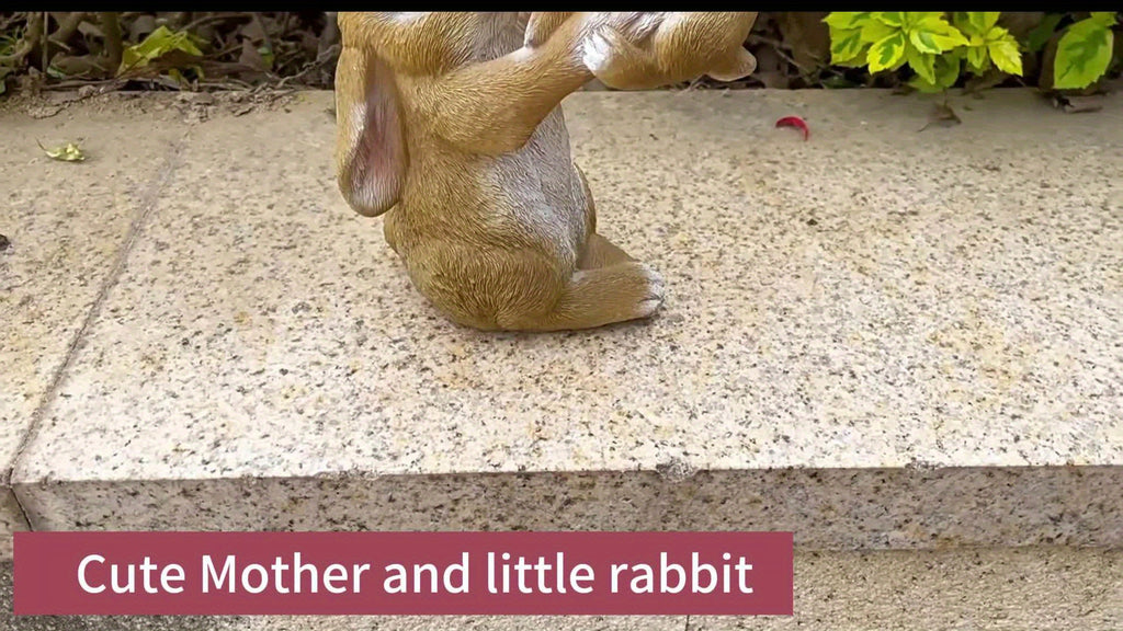 Charming Resin Rabbit Family Statue - Classic Easter Bunny Decor for Outdoor Garden, No Battery Needed