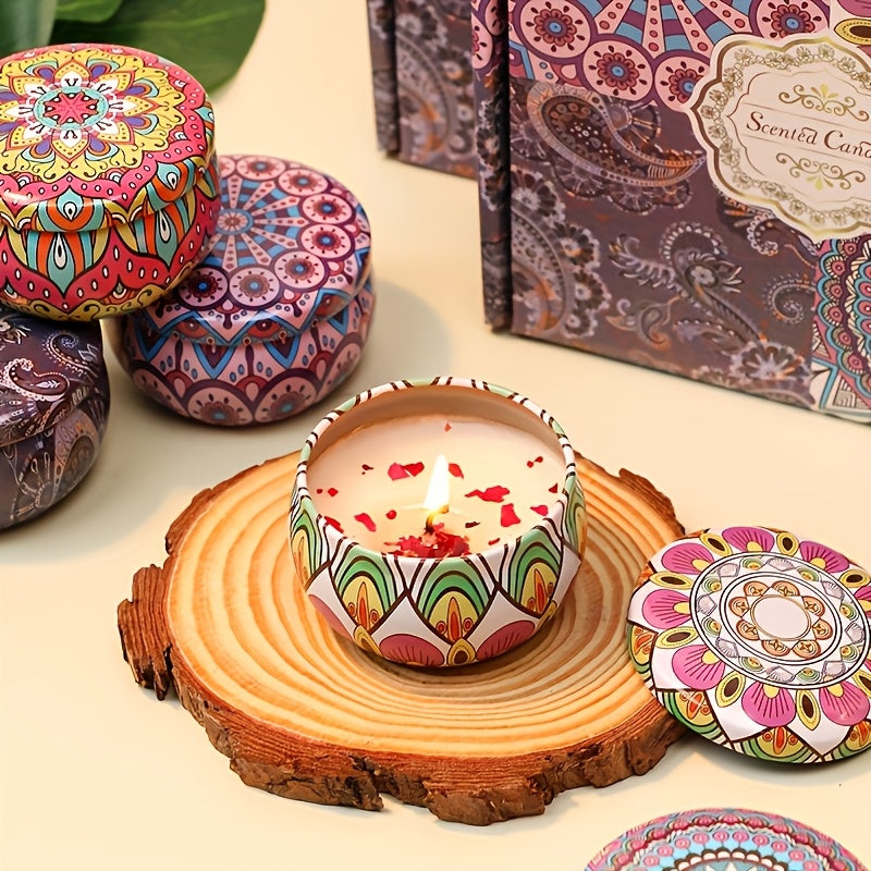 A Gift Box Contains 4 Different Scented Candles, Decorated with Dried Flowers, Suitable for Mothers, Girlfriends And Friends, Perfect for Birthdays, Mother's Day, Christmas, Suitable for Relaxation, Yoga, Bathing, Sleepi