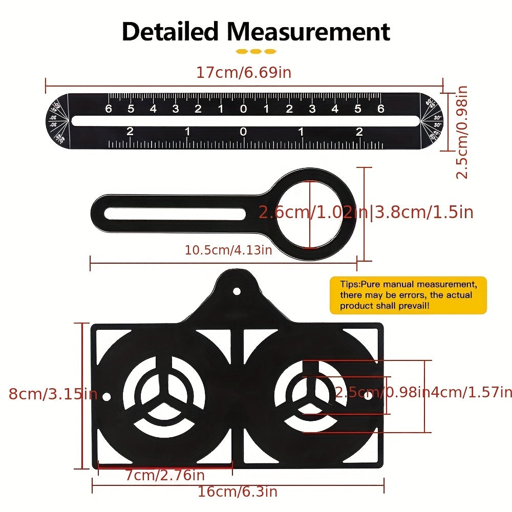 6-Fold Precision Aluminium Angle Measurer - Durable Template with Drilling Guide for DIY & Building Projects