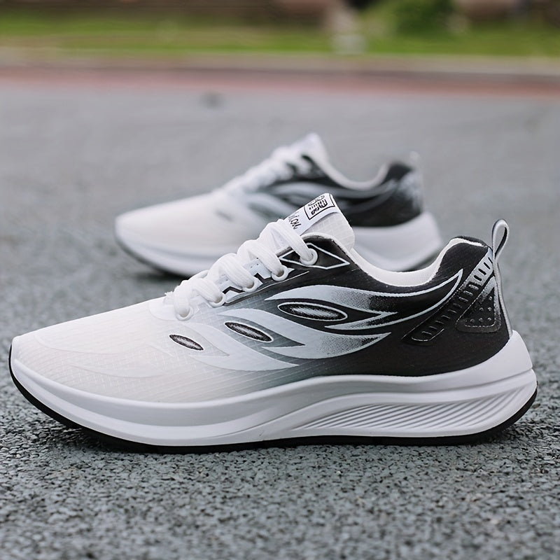 Men'S Fashion Sneakers - Breathable Mesh Upper, Non-Slip Rubber Sole, EVA Insole, Round Toe, Lace-Up Closure, Striped Pattern, Casual Sports Shoes for Spring, Summer, Fall