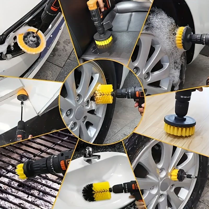 3/7pcs/set, Drill Brush Attachment Set, Power Scrubber Wash Cleaning Brushes Tool Kit, All Purpose Drill Brush With Extension For Grout Floor, Tub Shower Tile, Bathroom, Kitchen Surface And Car