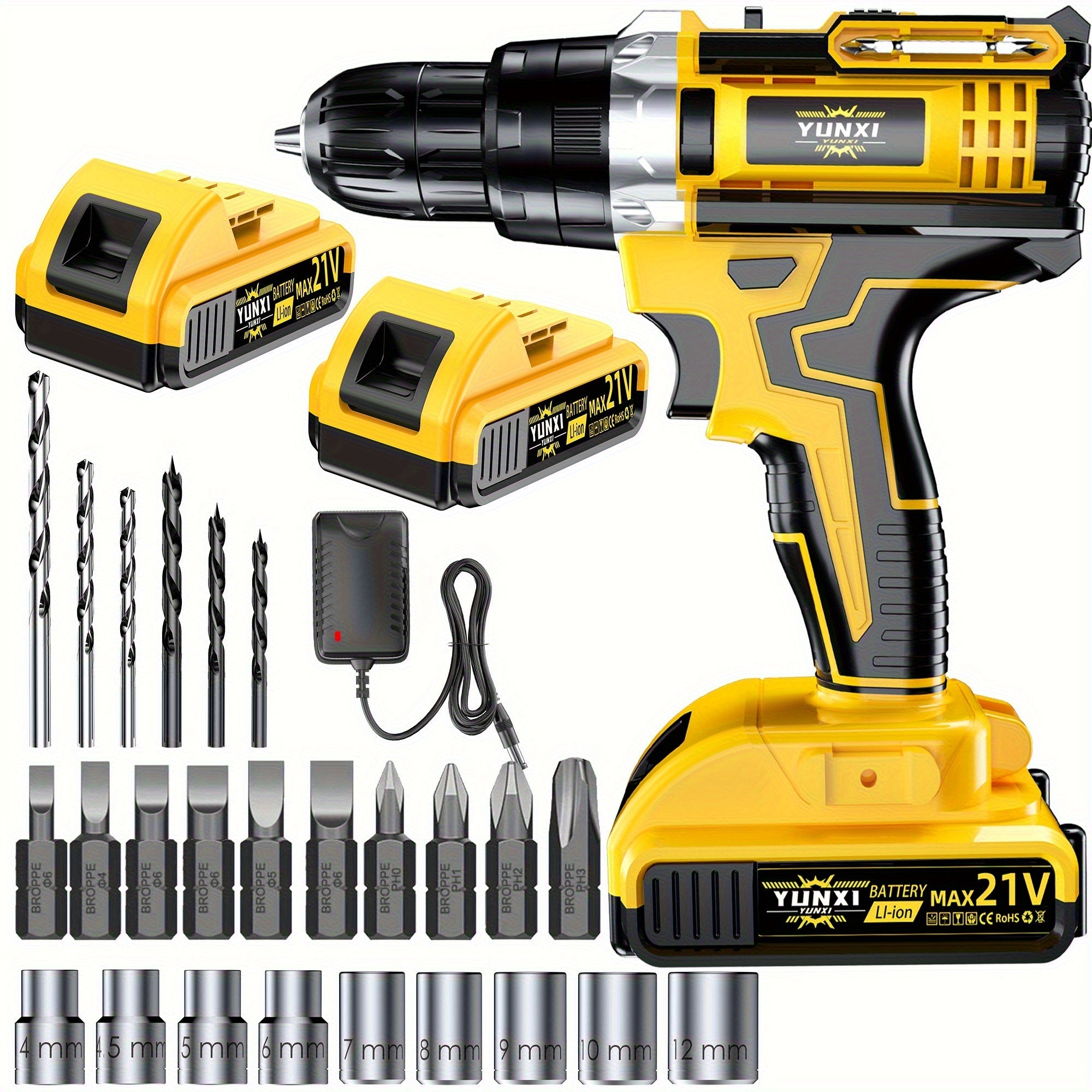 21V Cordless Drill Set Impact Drill with Battery And Quick Charger