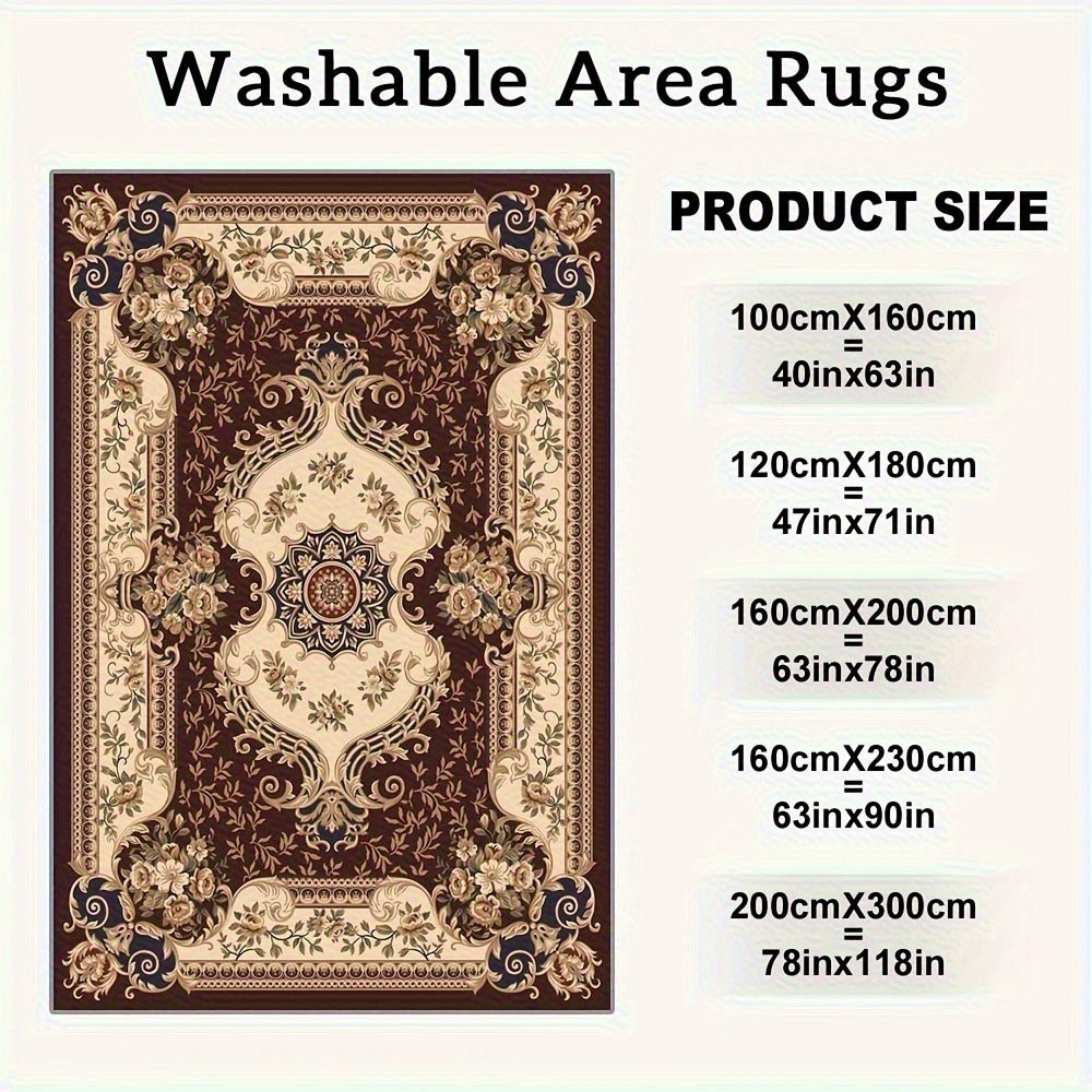 Luxury Velvet Area Mat, 850g/sqm Machine-Washable Geometric Pattern Mat, Lightweight Durable Indoor Mat for Living Room, Bedroom, Study, Modern Minimalist Design with Brown/Beige/Blue/Red/Black/White, Rugs for Living Room, Be