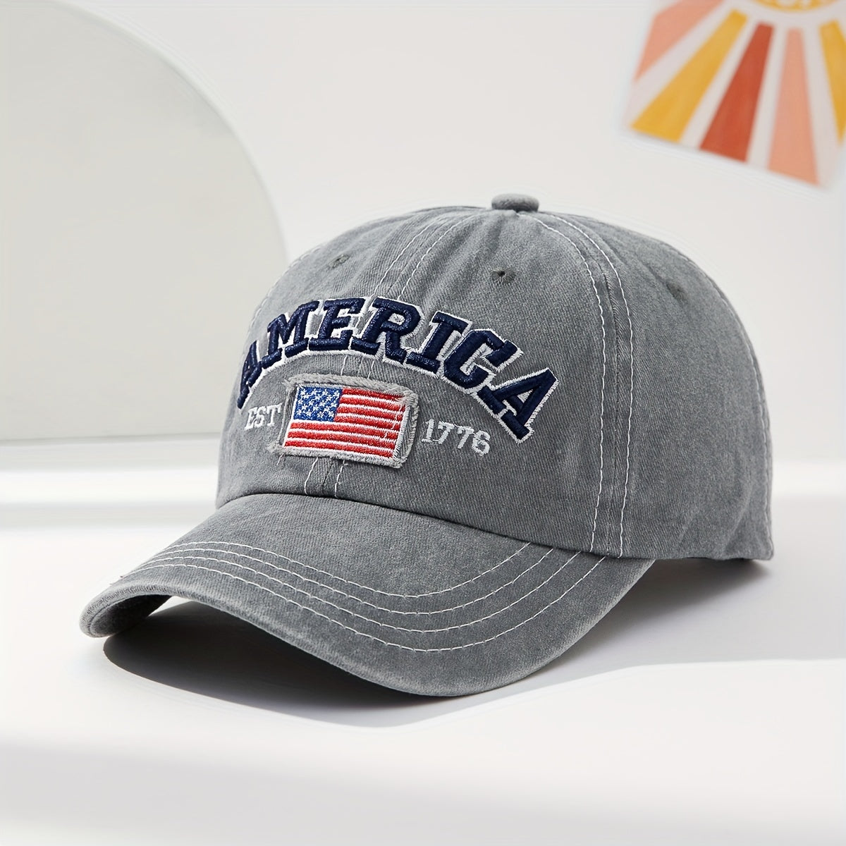 Europe And The United States Style Embroidered National Flag Lettered Baseball Cap Fashionable Casual Sun Hat