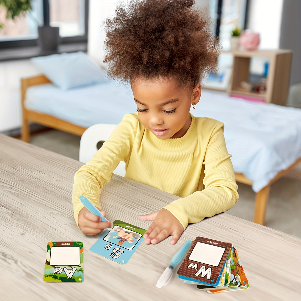 Coogam Alphabet Watercoloring Cards, Water Painting Recognition Cards, Paint 26 Letters ABC Words, Suitable for 3-4-5 Year Old Boys and Girls' Educational Learning Toys Gifts