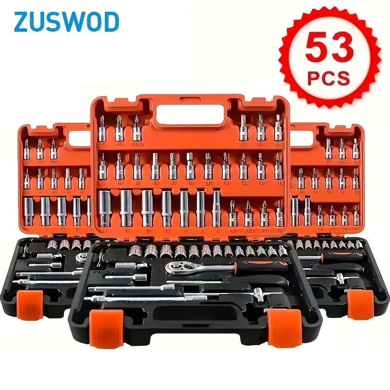 53/50 pieces of chrome vanadium steel impact sleeve tool set, 1/4 inch drive