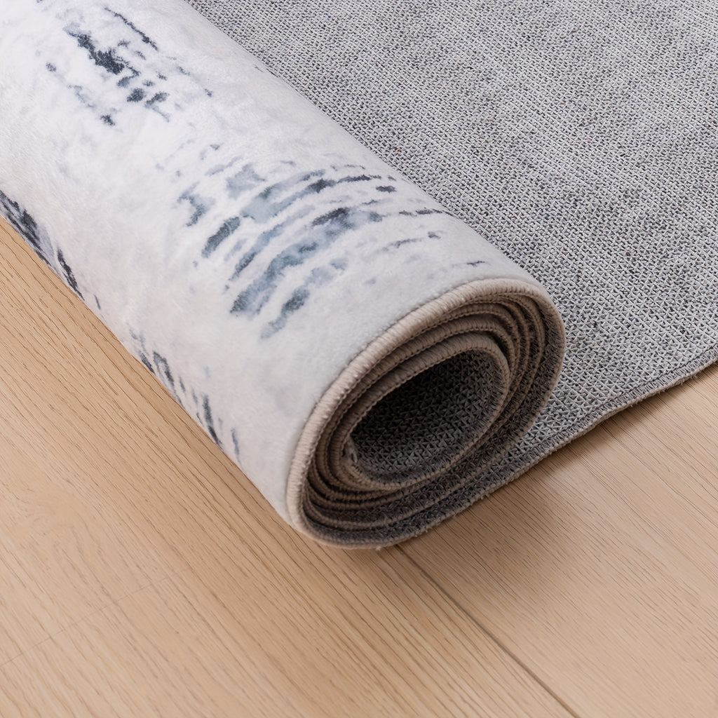 1 pc Machine Washable Rugs 8'x10' Abstract Washable Area Rugs for Living Room Non-Slip Rugs Bedroom Modern Braided Rugs Bohemian Rugs Soft Rugs Kitchen Dining Room Rugs Home Décor Office Rugs Black (Black)