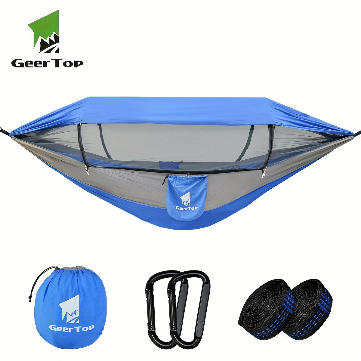 GEERTOP 3in 1 Outdoor Hammock with Mosquito Net Sun Shelter, Double Sleep Rest Camping Hammock for Backpacking Travel Garden Park