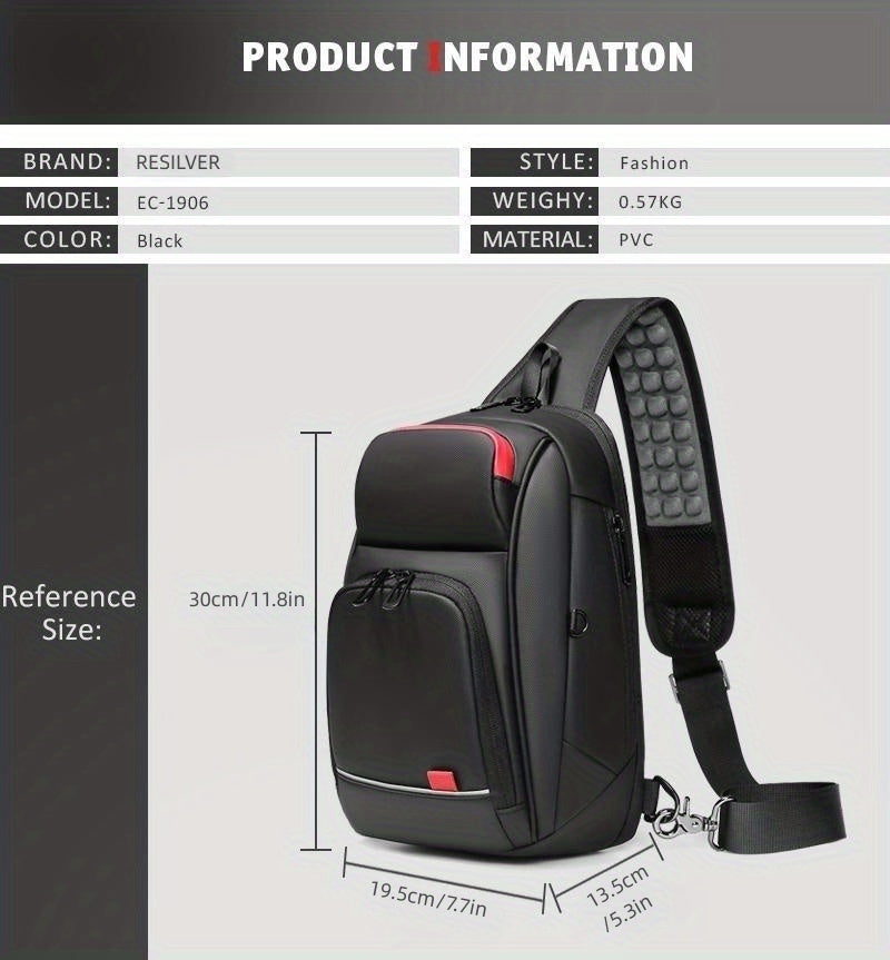 ReSilvery New Men's Chest Bag Business Single Shoulder Bag Large Capacity Crossbody Bag Breathable Casual Sports Bag