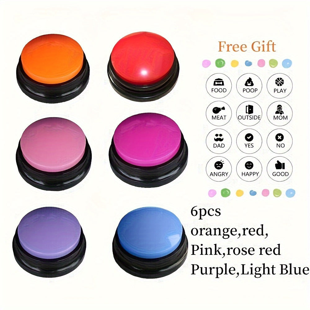 [Recordable Pet] Interactive Dog Talking Buttons | 6pcs | Battery-Powered | Recordable Pet Communication Toys | Portable & Cute