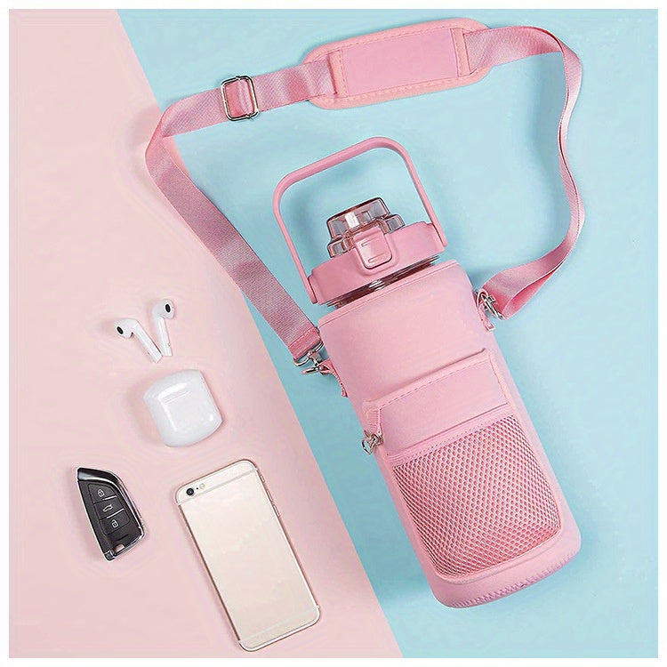 1pc Leakproof Insulated Water Bottle with Straw & Chug Lid - Durable with Storage Sleeve, Easy Carry Handle for All-Day Hydration - Perfect for Sports, Gym & Outdoor Activities