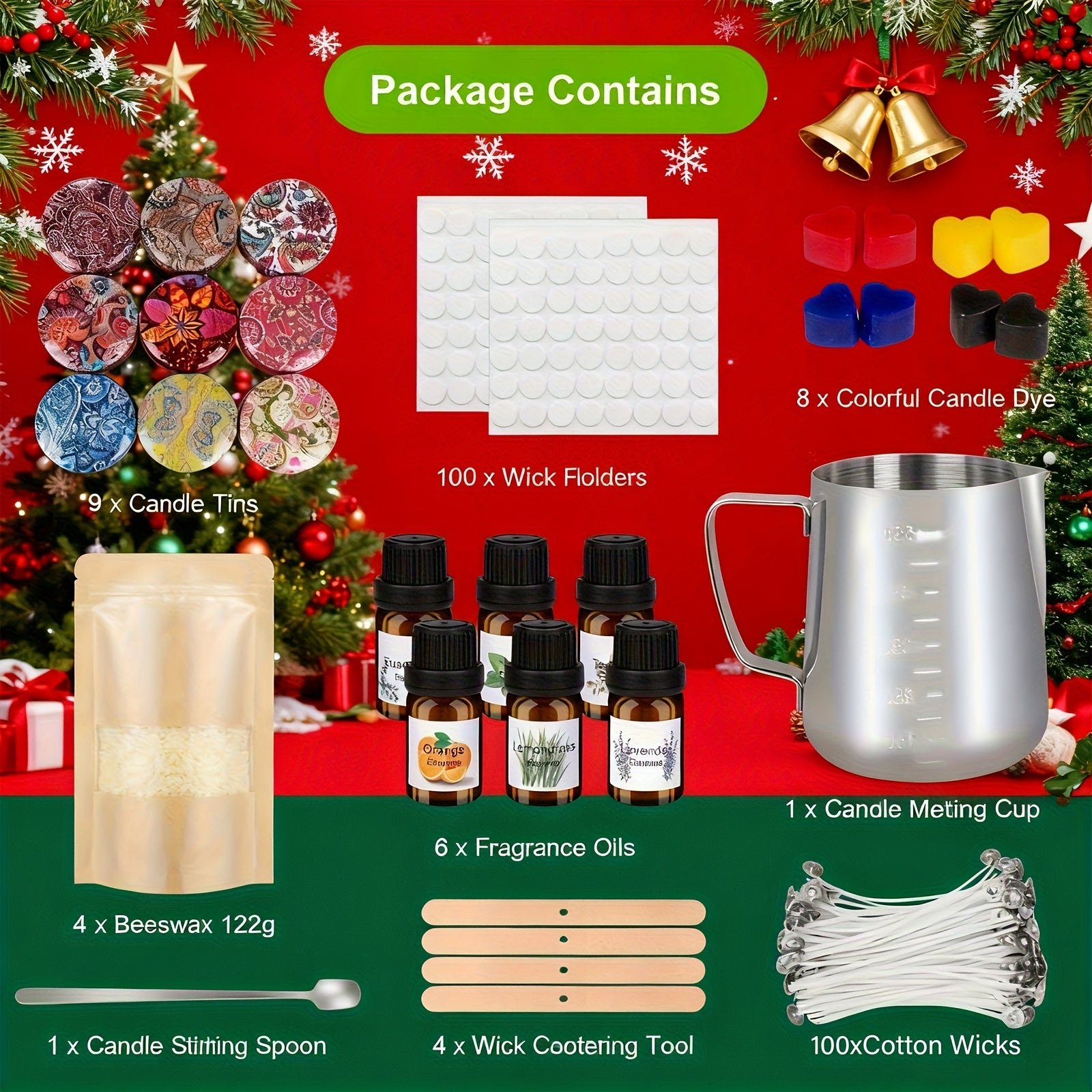 Candle Making Kit For Adults Scented Candles With 9 Candle Jars, 4 Beeswax, 8 Dye Blocks, 16.91oz Melting Pot And More Arts Crafts Hobby Kit Gift Set, Home Decor, Thanksgiving Christmas Decorations.christmas Candles.Valentine
