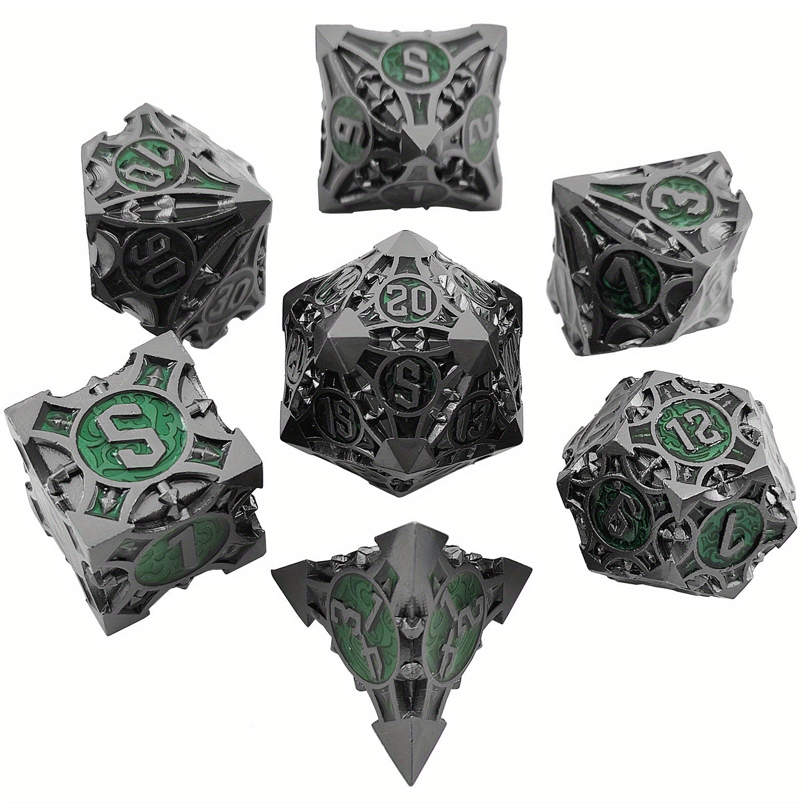 Metal Dice Set, 7 Die Metal Polyhedral Dice Set With Gift Metal Box And Golden Number For Metal Dice Set Christmas, Halloween, Thanksgiving Gift, gaming gift