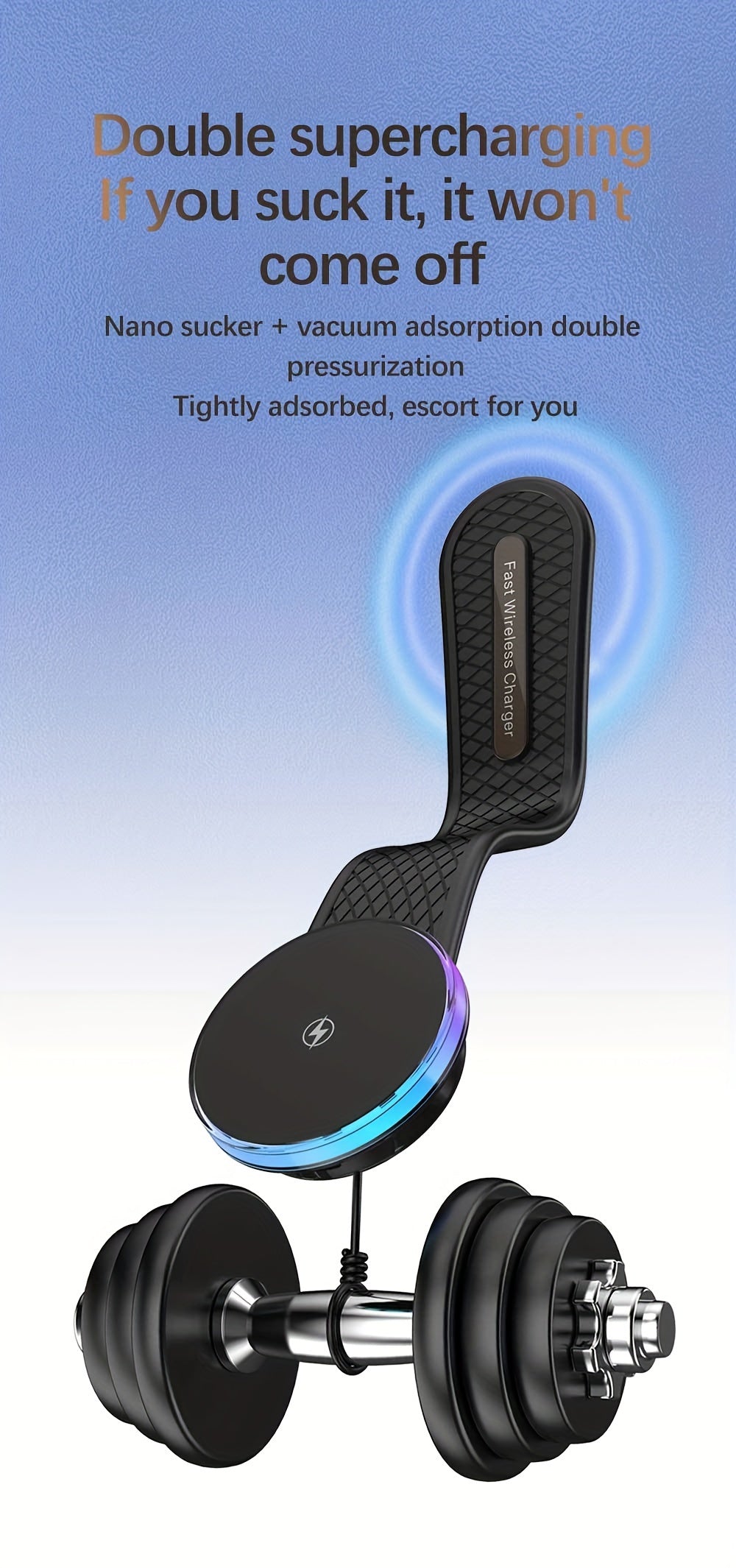 1pc 15W Premium Car-mounted Folding Wireless Charger Magnetic Suction