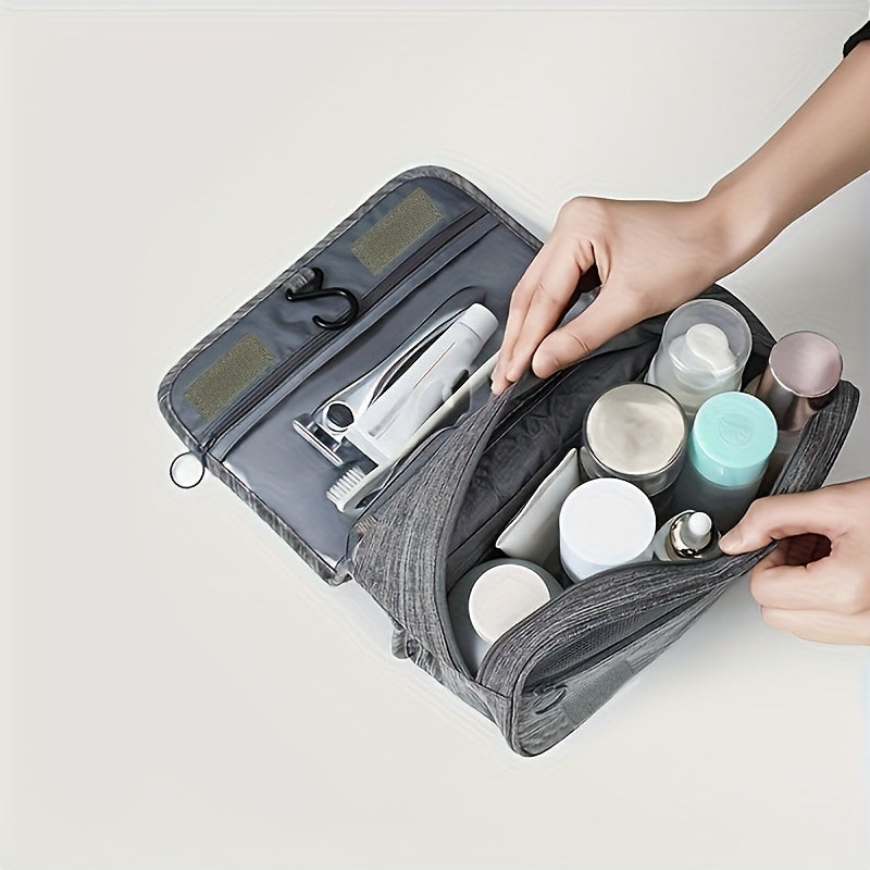 [Large Makeup Organizer] Durable Polyester Large Capacity Makeup Organizer Bag | Travel & Business, Wet & Dry Separation, Multiple Compartments for Cosmetics, Toiletries, And Accessories