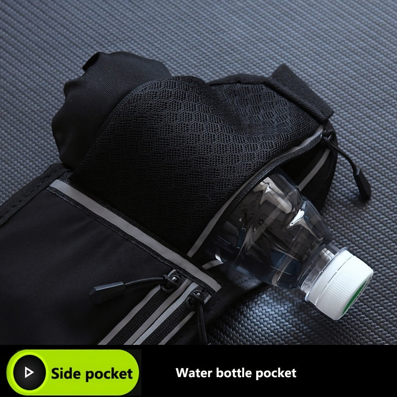 Luan Miao Sports Waist Pack - Black & White, Waterproof Polyester, Adjustable Strap