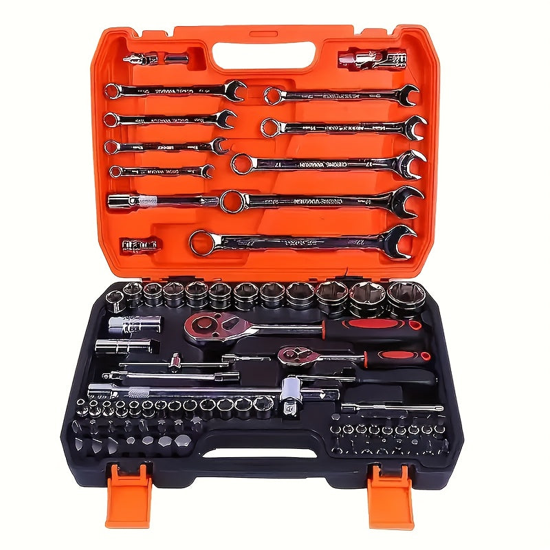 53/82/121/151PCS Heavy Duty socket Set, (5/16 Inches to 3/4 Inches) And Metric