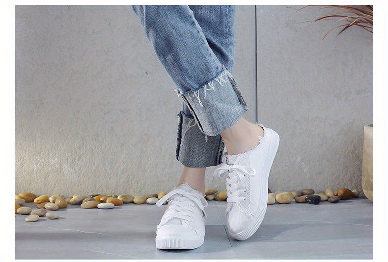 [Lightweight Sports Shoes] Lightweight Breathable Women's Flat Sports Shoes | Casual Running Walking Sneakers, Solid Color