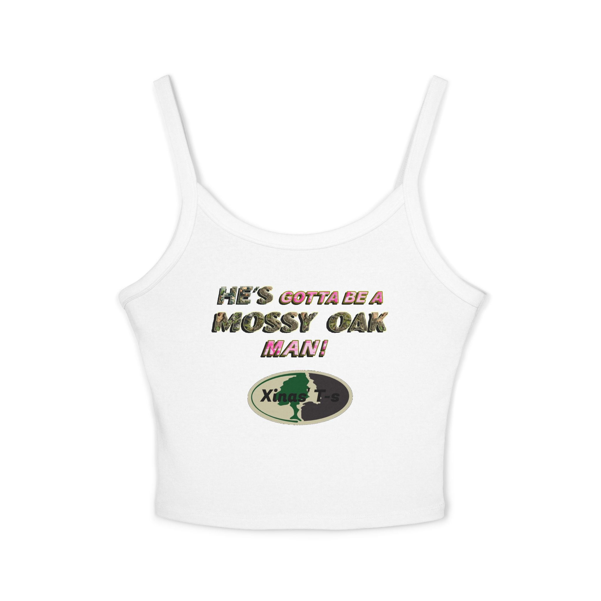 Mossy Oak Man Crop Tank Top — Camo Outdoorsy Women's Spaghetti Strap Tank