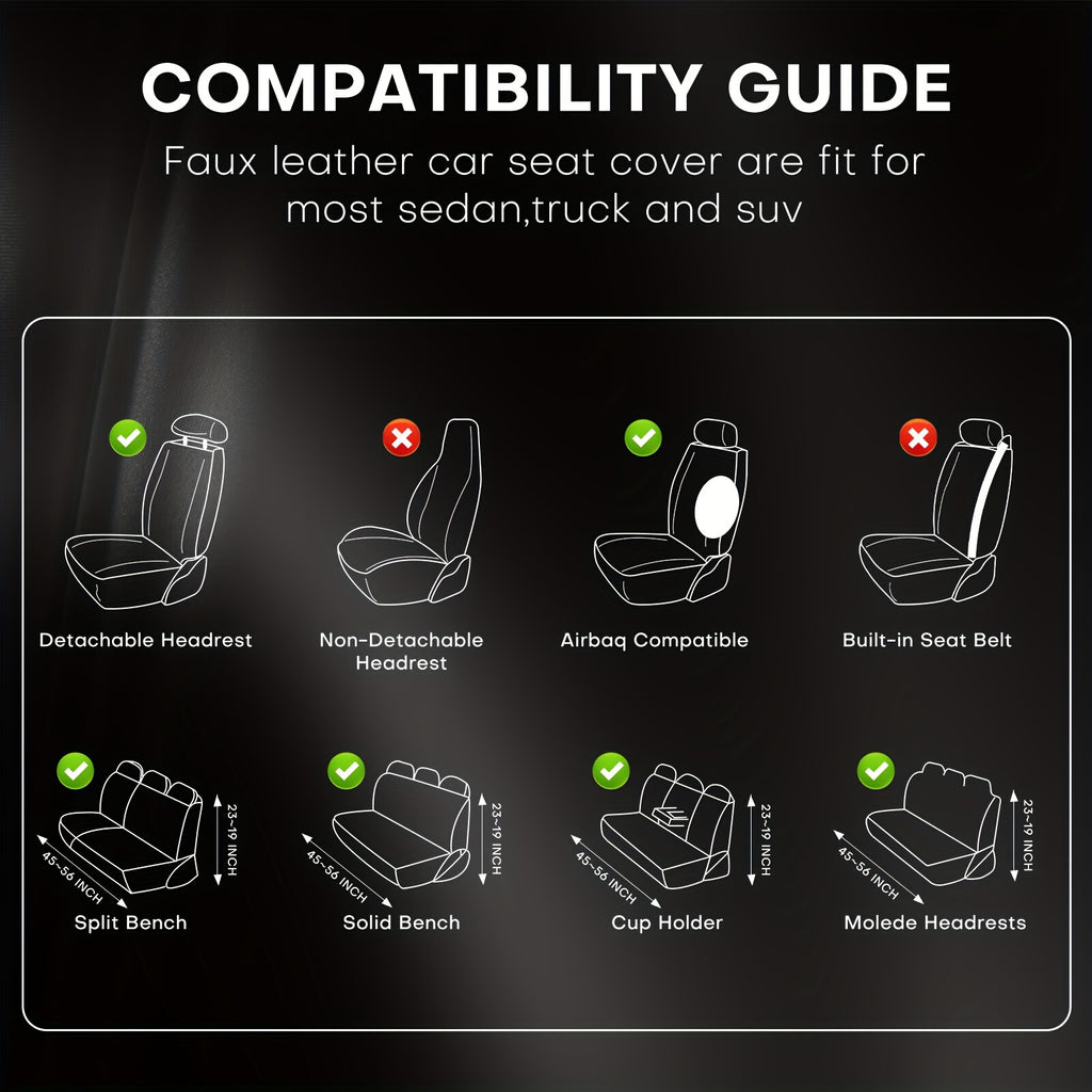 5 Seats Car Seat Covers Nappa Automotive Seat Cushion Protector Front Rear Full Set Waterproof Universal Fit for Most Sedan SUV Truck