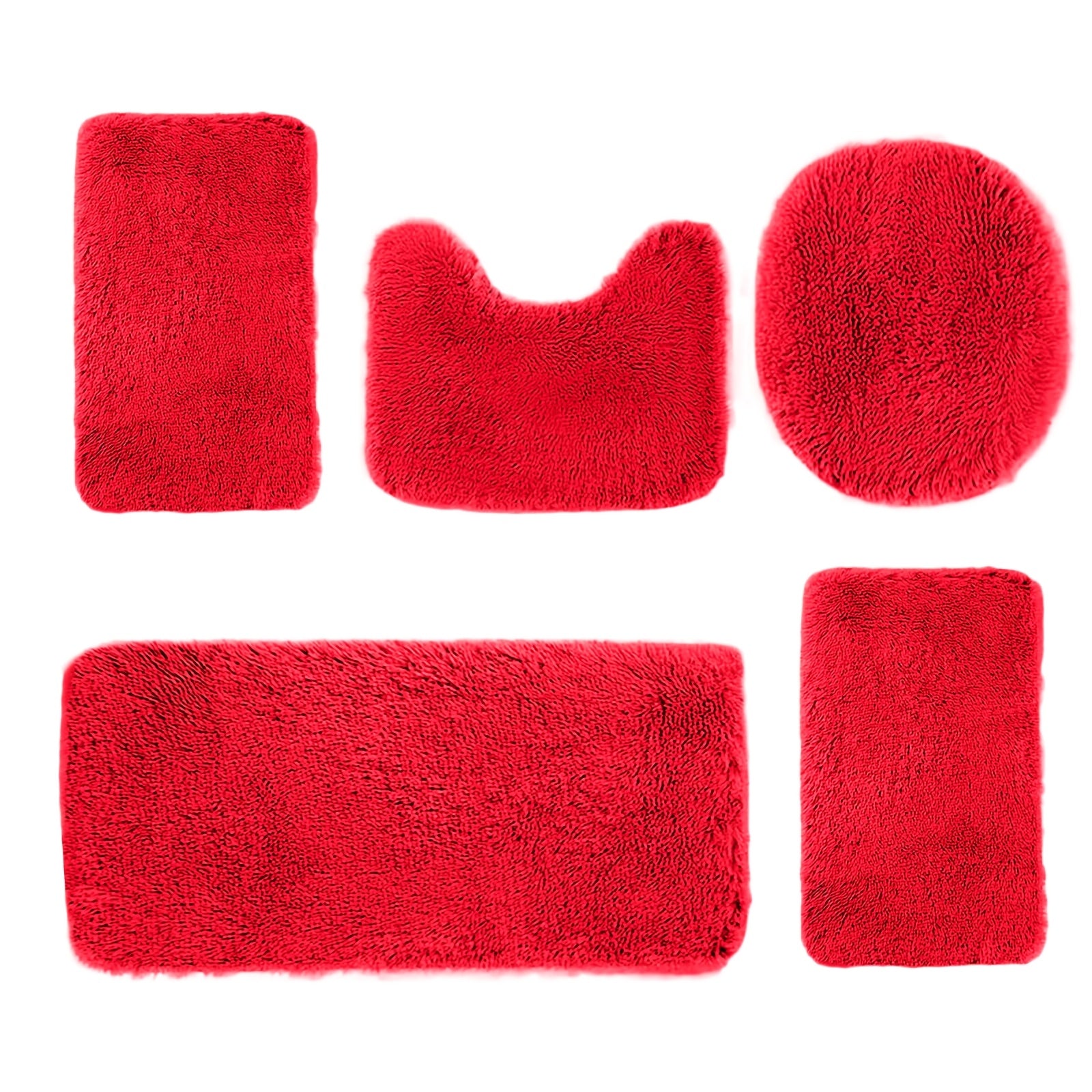 [Thick Bathroom Mats For Home] Thick Non-Slip Bathroom Rugs Sets 5pcs With Toilet Cover Bath Rug Set Bathroom Mats For Home Hotel Bathroom Bathroom Bath Mat Set Home Kitchen Bathroom Decoration