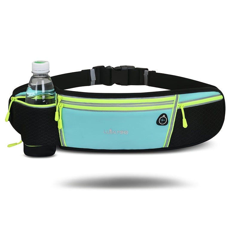 Luan Miao Sports Waist Pack - Black & White, Waterproof Polyester, Adjustable Strap