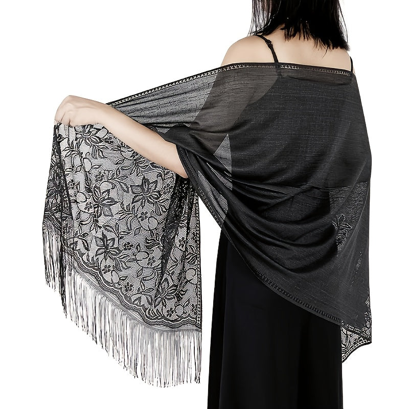 Solid Shawls Wraps For Evening Dresses Lightweight Scarfs For Women With Fringe Floral Lace Scarf For Wedding Party