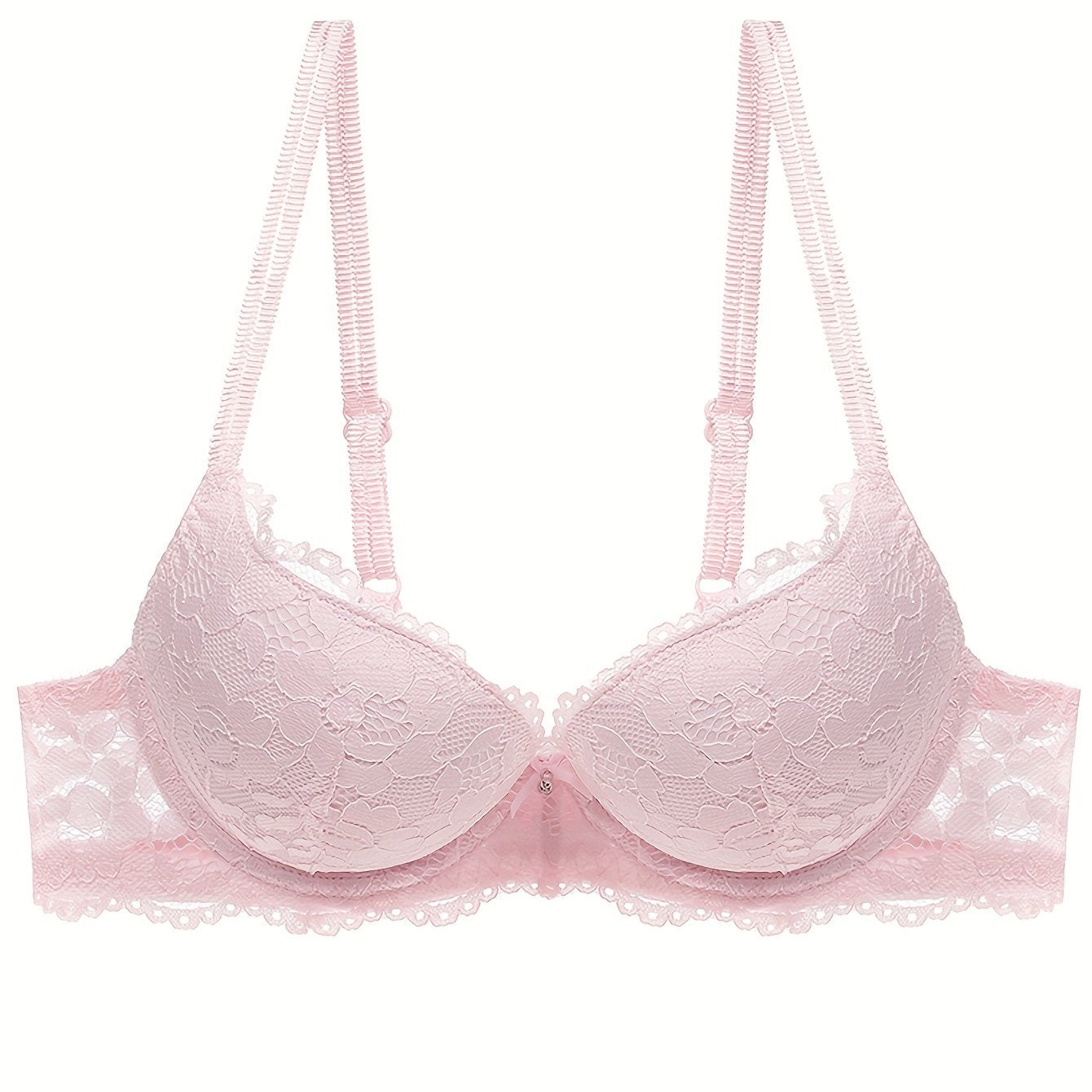 Lace Full Cup Bra | Medium Support, Underwire, Non-Removable Padding, Solid Color