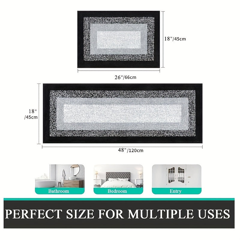 Comfortable Bathroom Rug Set 2pcs, Anti-Slip Absorbent Plush Shaggy Bath Mat Home Decor, Soft Shaggy Absorbent Microfiber Bath Rugs Machine Washable Bath Mat for Bathroom