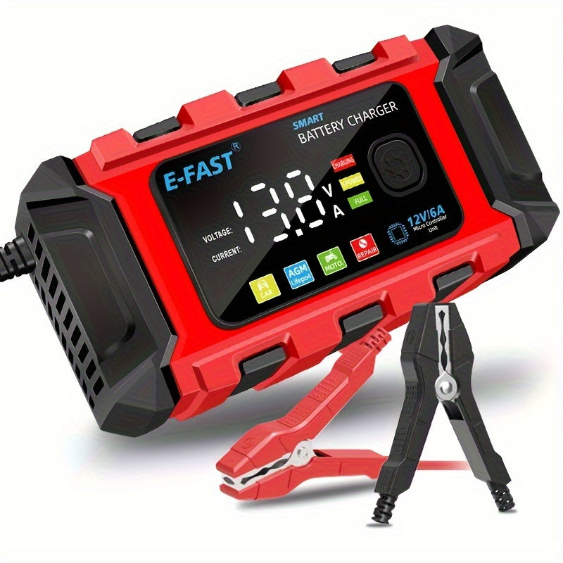 12V 6A Intelligent Car Battery Charger - Advanced Automotive Battery Maintaine