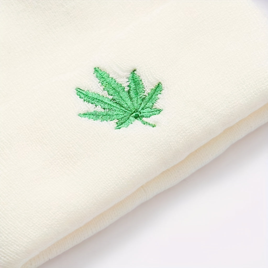 Fashion Leaf Embroidery Knitted Hat Universal Hip Hop Sports Cap For Men Women Teens