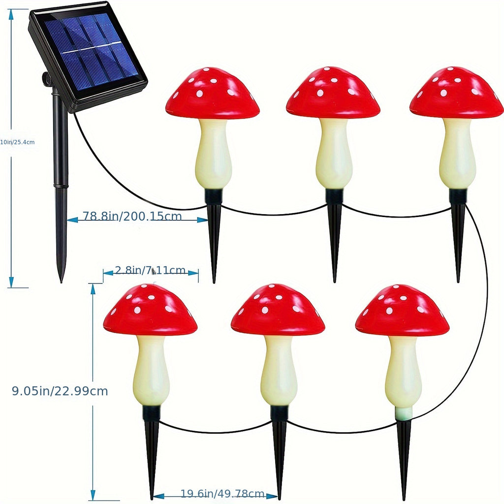 Set of 6 Solar Mushroom Lights for Garden Decorations, Outdoor Solar Red Mushroom Light for Yard Pathway Grave Decor
