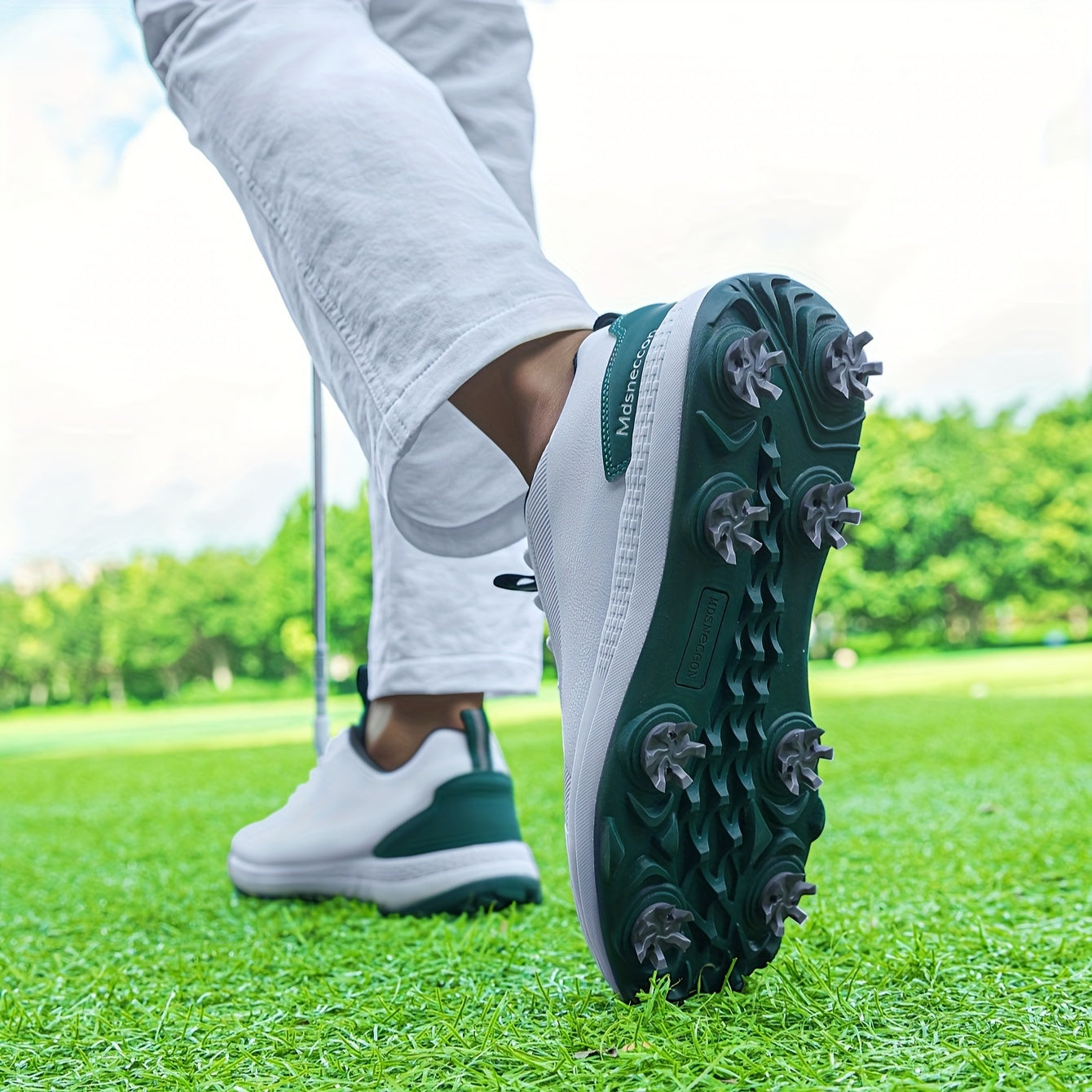 Men's Non-slip Spiked Golf Shoes, Professional Lace Up Sports Sneakers For Golf Training